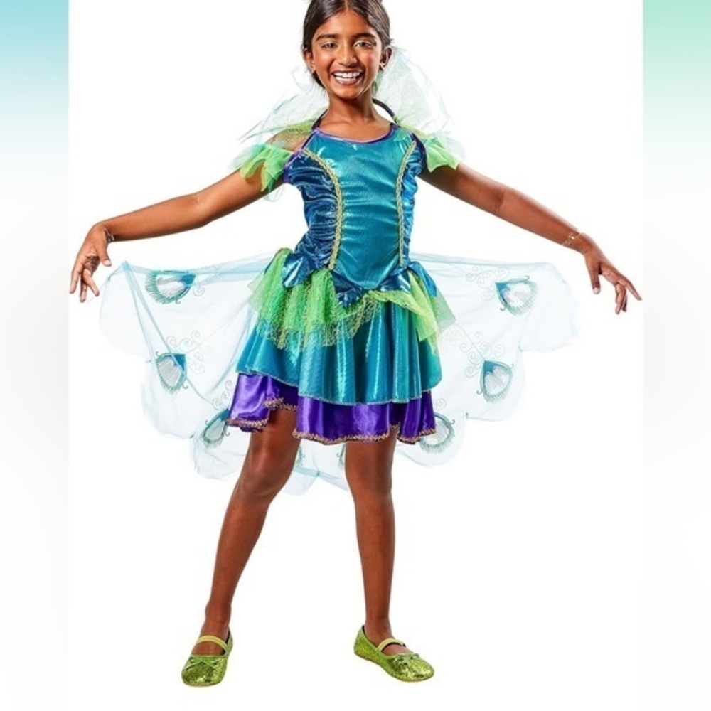 Enchanting Fairy Costume for Kids - Blue and Green Girl's Peacock Costume Dress